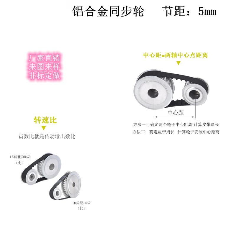 同步轮5M25齿 11/17/21/27/32齿宽 铝/AF 精加工选孔同步皮带轮