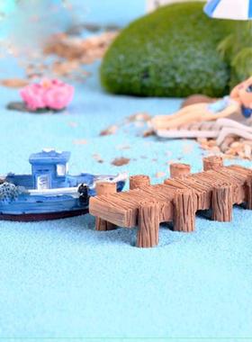 沙滩码头走廊栈道鱼缸沙滩微景观造景地中海小摆件DIY装饰材料