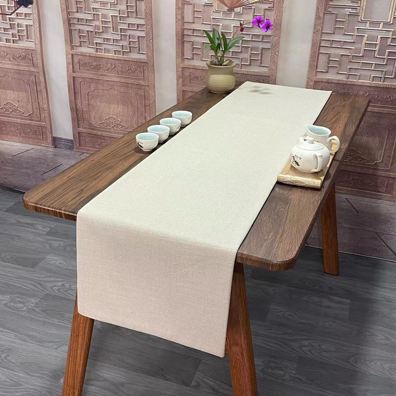 中式茶席纯色棉麻茶桌桌旗防水茶艺布垫高档茶几桌布长条茶桌垫布