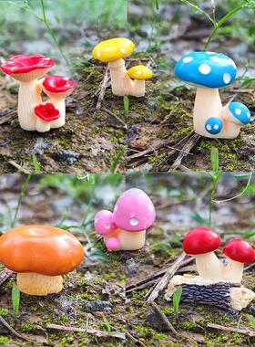 模拟粉色小蘑菇多汁盆景美化装饰儿童小装饰品苔藓微景观蘑菇桌面