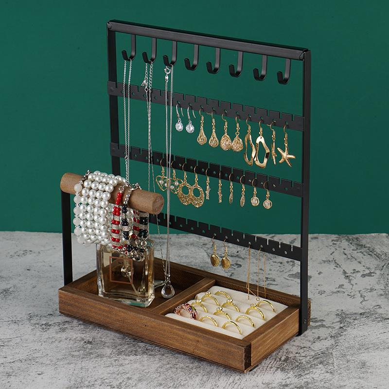 简约中式耳环项炼手錬陈列收纳层架子耳挂钉耳夹摆摊首饰展示架