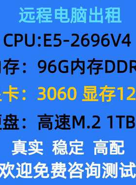 远程电脑服务器出租E5虚拟机模拟器多开租用2696V3/2696V4/3060
