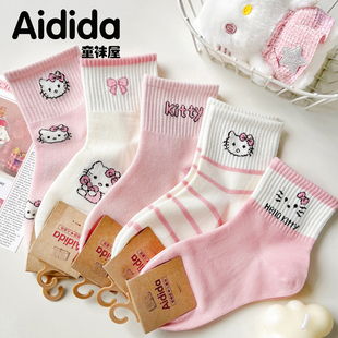 可爱女童袜子秋冬季儿童卡通棉袜女孩宝宝新款大童中筒袜春秋长袜