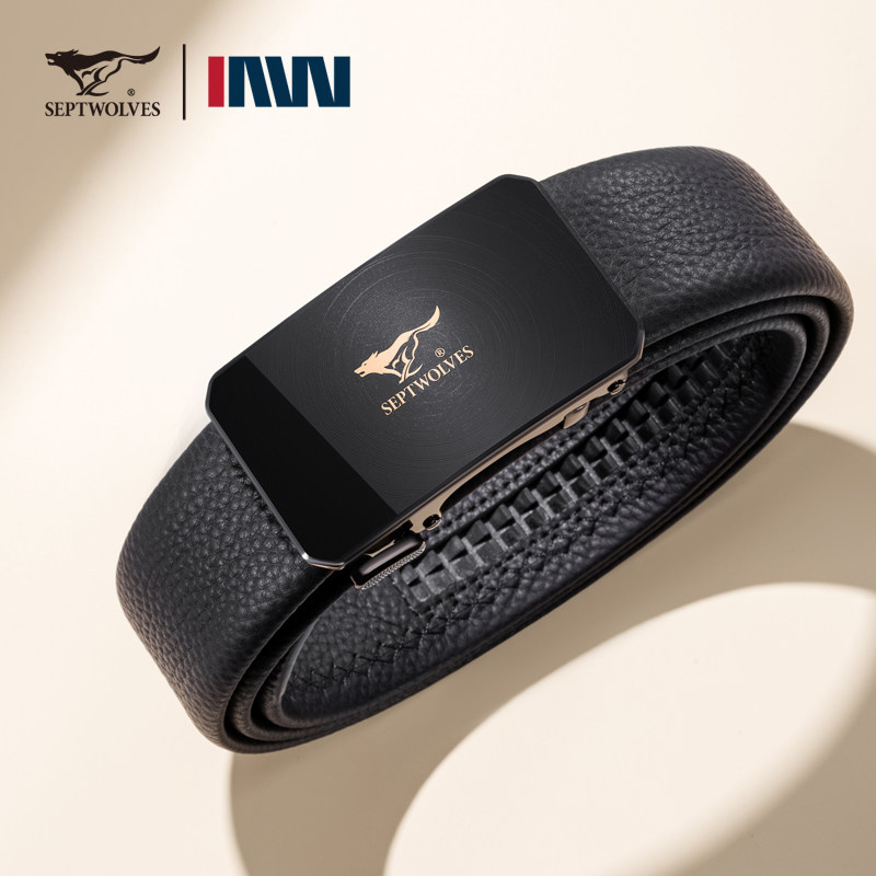 七匹狼皮带男款真皮自动扣百搭男士裤带2026新款正品头层牛皮腰带