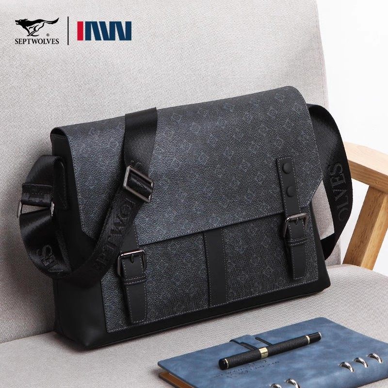 七匹狼男士单肩包横款正品2025年新款商务休闲高档男包斜挎包潮牌
