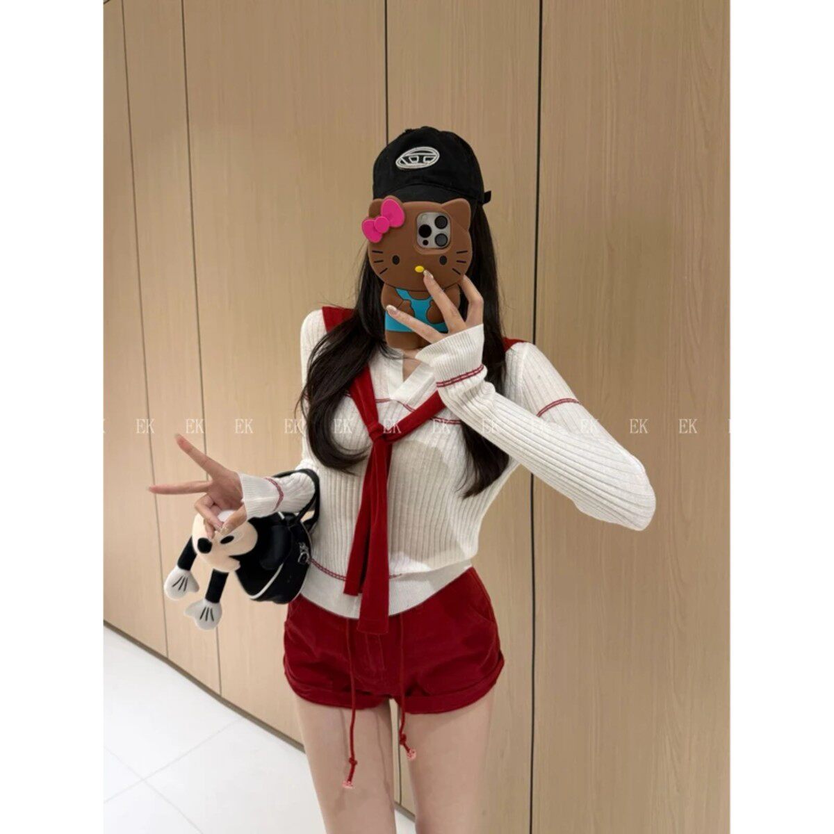 EK女装店学院风撞色水手领针织衫