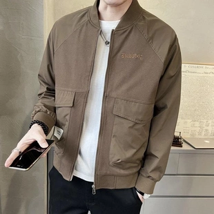 麦狄洛泱权男装专卖店夹克男春秋季高级感棒球领拼接上衣休闲外套