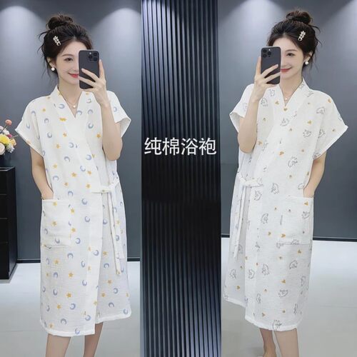 藏珍百货馆系带女睡袍浴衣家居服
