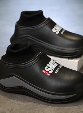 森刻亦炸男鞋专卖店棉鞋加绒加厚保暖棉拖厚底踩屎感袜子棉拖鞋