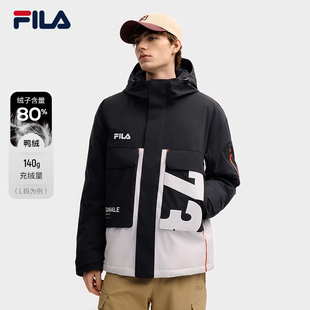 新款 户外羽绒服2025冬季 休闲宽松连帽保暖外套 斐乐官方男士 FILA