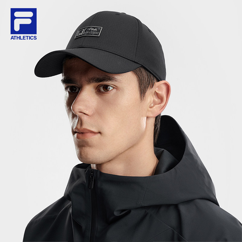 FILA 斐乐官方棒球帽黑色男子情侣显脸小舒适百搭休闲帽运动帽子