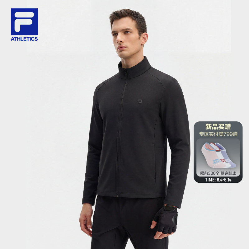 FILA 斐乐官方男士针织长袖外套2026夏新款健身户外凉感运动上衣