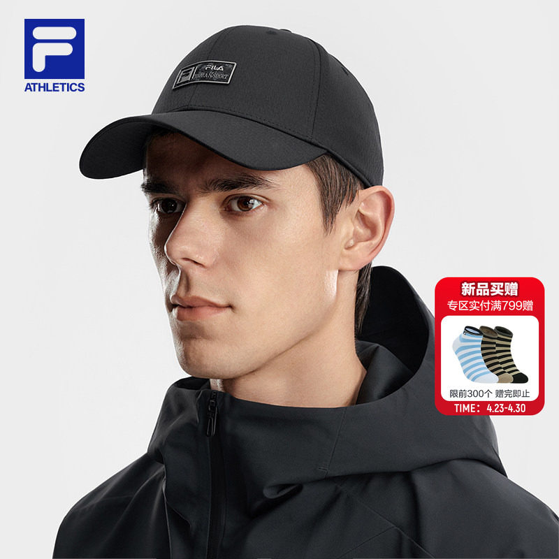 FILA 斐乐官方棒球帽黑色男子情侣显脸小舒适百搭休闲帽运动帽子