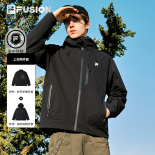 FILA FUSION斐乐潮牌男子两件套夹克2026春新款休闲宽松连帽外套