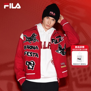 FILA 斐乐官方情侣款棉服2026春季新款拼色宽松翻领夹克保暖外套