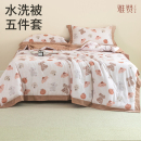 雅赞水洗被五件套羽丝绒卡通枕芯枕套柔软四季 通用床品套件保暖