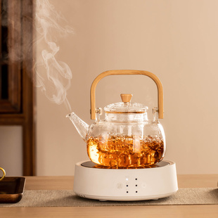 家用泡茶办公室小型煮茶壶玻璃烧水茶壶蒸煮茶器 黑晶炉煮茶器套装