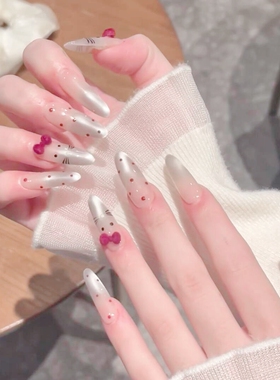 穿戴甲2025新款高级感可爱甜美kitty猫黄黑皮显白纯手工红色美甲