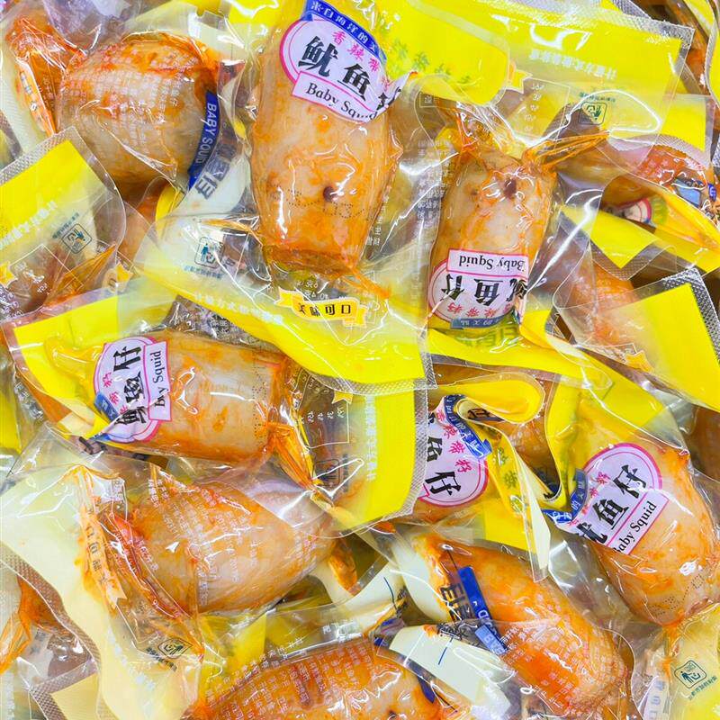新货大连东霖鱿鱼仔带籽墨鱼籽满籽鱿鱼即食香辣味原味海味零食包