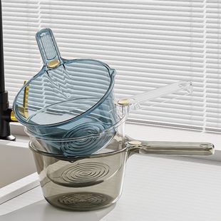 水勺家用厨房洗菜塑料舀水漂流打水仗洗澡洗头轻奢透明长柄浇水瓢