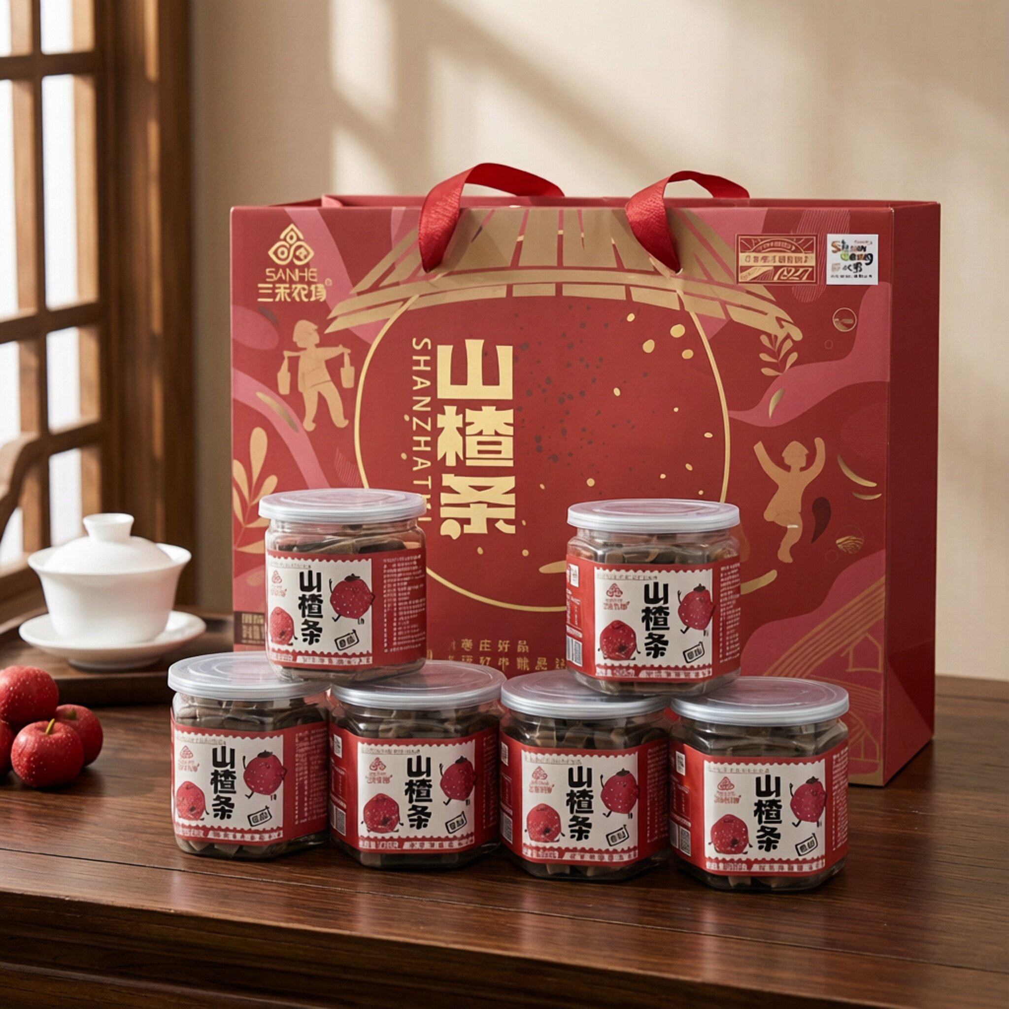 山东枣庄山亭特产三禾农场正宗原味山楂条精美礼盒送礼佳品