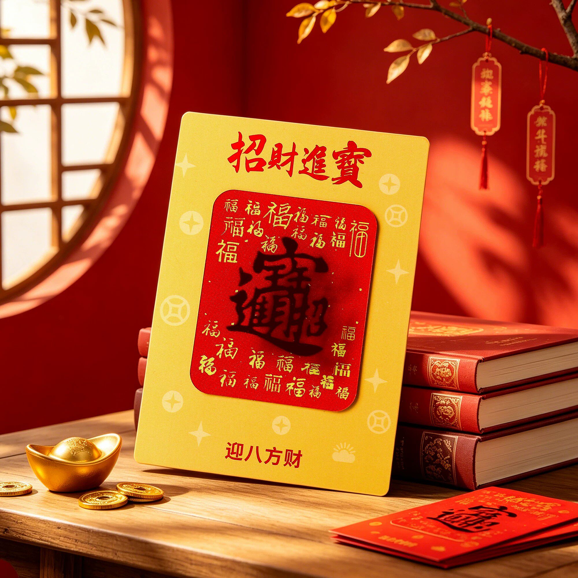 3D裸眼实像悬浮贴招财进宝文创电脑手机平板冰箱装饰贴纸好运礼物