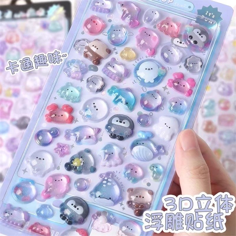 卡通小动物立体水晶贴女孩儿童宝石贴画小兔子企鹅可爱装饰贴贴纸,玩具/童车/益智/积木/模型,贴纸,淘宝优惠券,粉丝福利购,淘宝优惠卷