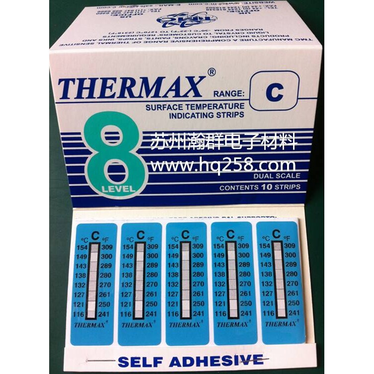 英国进口Thermax热敏试纸8C:116℃- 154℃八格温度显示C型测温纸