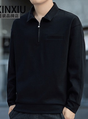 XINXIU【长袖T恤翻领PLOL衫男】2026年冬季款高级感休闲百搭上衣