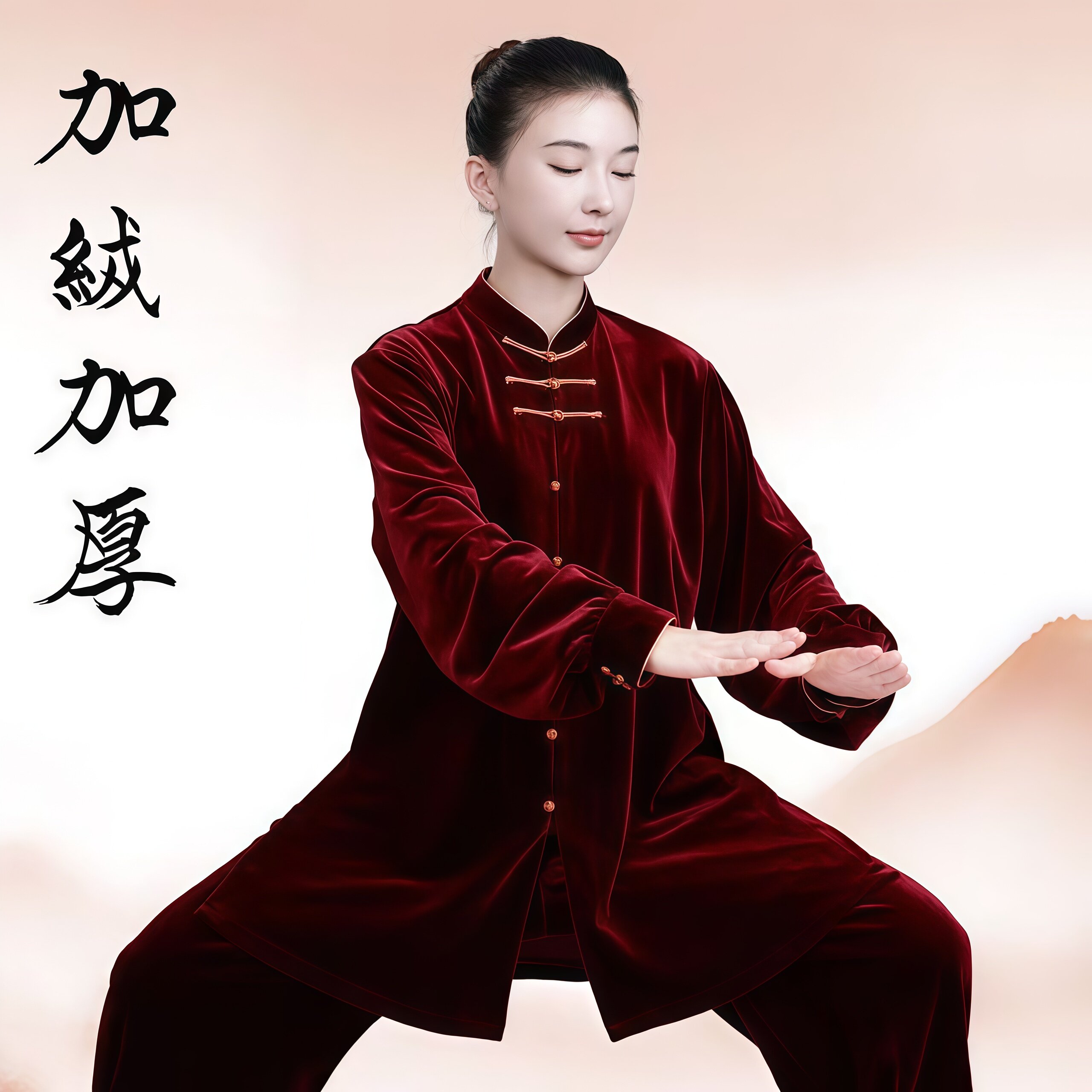 太极服女26新款秋冬季加厚金丝绒太极拳练功服武术八段锦演出服装