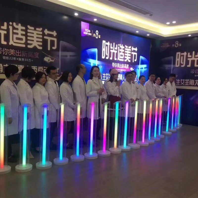 创意 科技感发光能量灯柱 启动仪式 手掌立柱 亚克力点亮活动道具