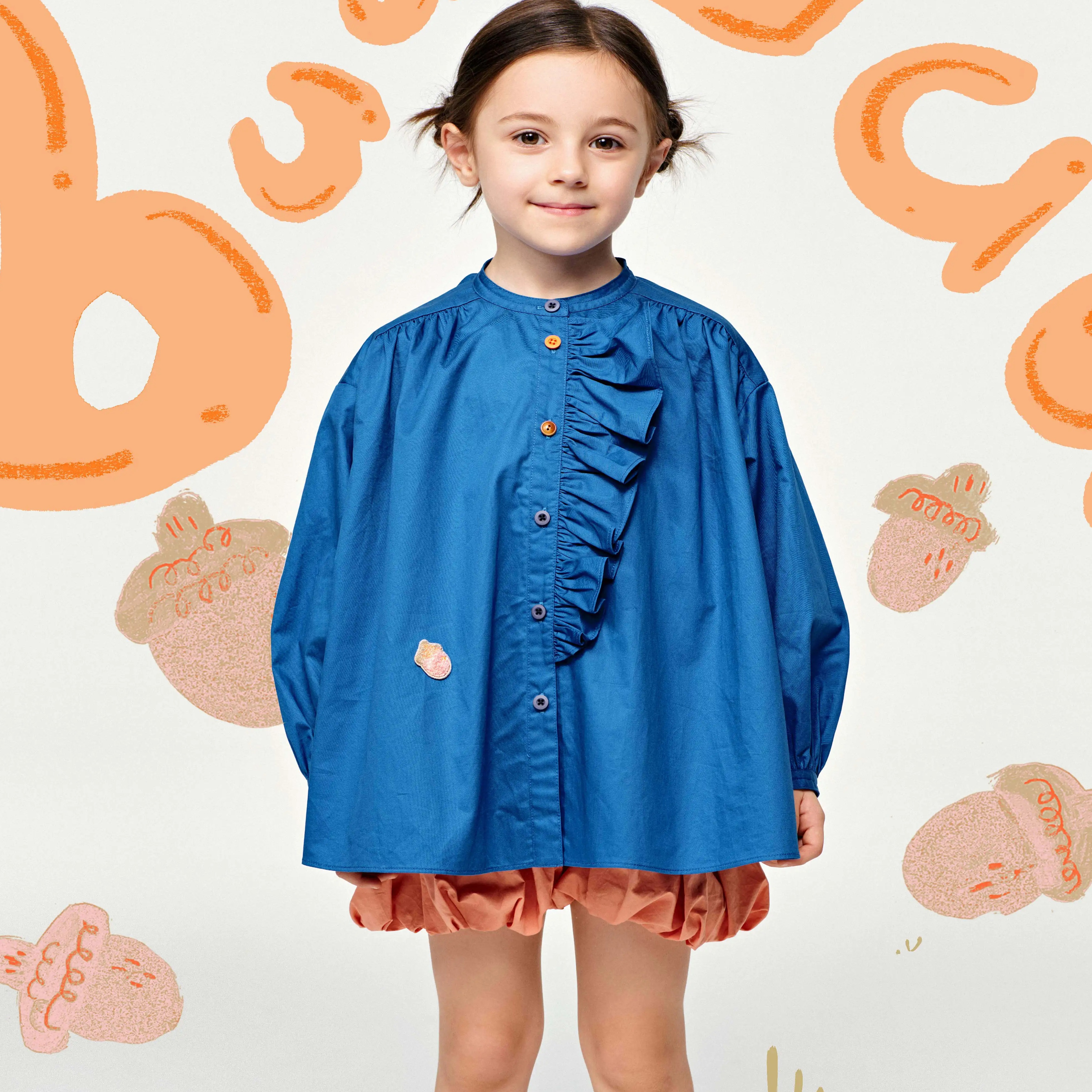 BUUGUA花边造型宽松衬衫纯棉宽松