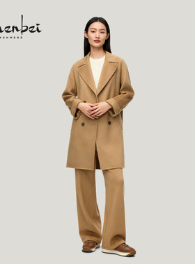 ZB/珍贝2025年新品款西装领100%羊绒女大衣外套中长款气质/99423