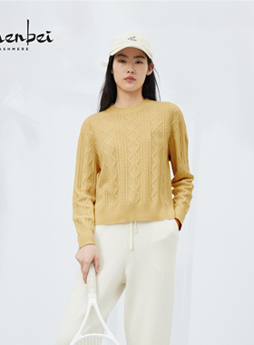 ZB/珍贝秋冬商场同款新品休闲圆领提花女100羊绒衫高端正/55965-1