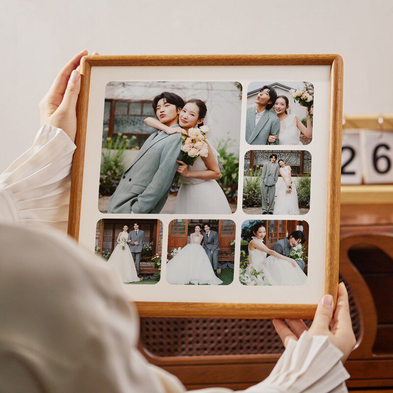 九宫格打印婚纱照结婚登记照冲洗打印做成周年纪念相框摆台情侣a4