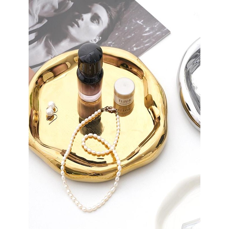 ins轻奢陶瓷香薰蜡烛珠宝首饰收纳托盘桌面香水展示玄关钥匙摆件