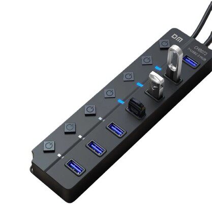 7 in 1 USB2.0 7口USB 带开关 HUB集线器 Hub for PC 延长线1.2米
