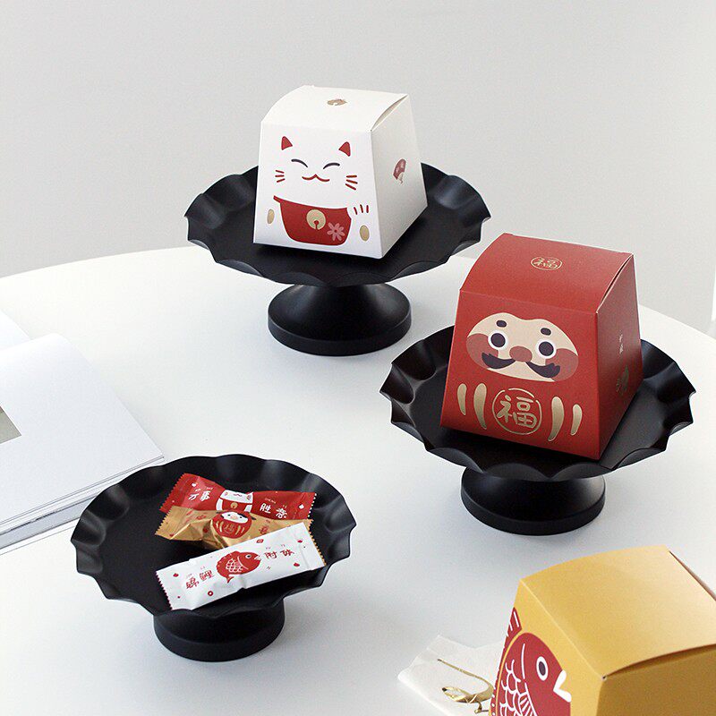 哑光黑色水果盘 客厅糖果盘创意托盘 婚庆甜品台道具高脚蛋糕盘子