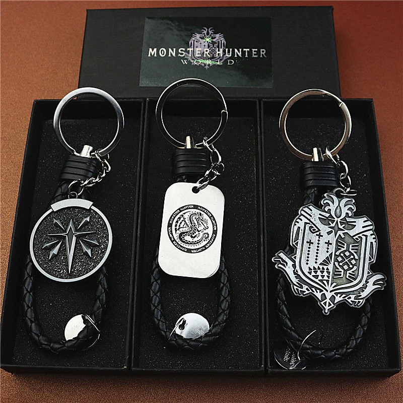 游戏周边怪物猎人世界MHW灭尽龙钥匙扣圈武器挂件合金挂链包饰品