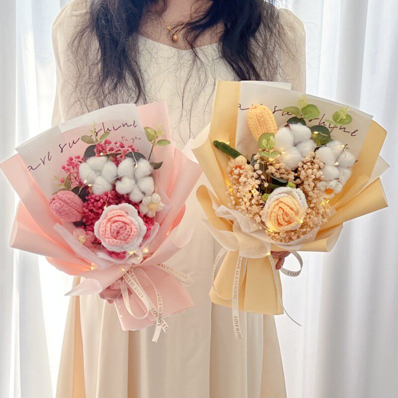 520送女友母亲节妈妈针织花束仪式感生日礼物送女生闺蜜实用活动