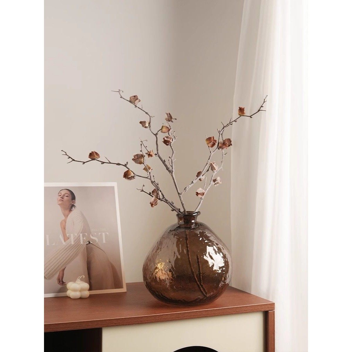 小众创意玻璃花瓶高级感现代简约马醉木玄关摆件客厅装饰水培花插,家居饰品,花瓶,淘宝优惠券,粉丝福利购,淘宝优惠卷