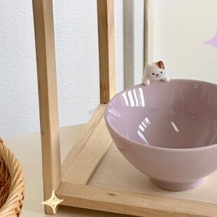 可爱紫色小猫马克杯陶瓷水杯釉下彩家用日式儿童饭碗生日礼物女生