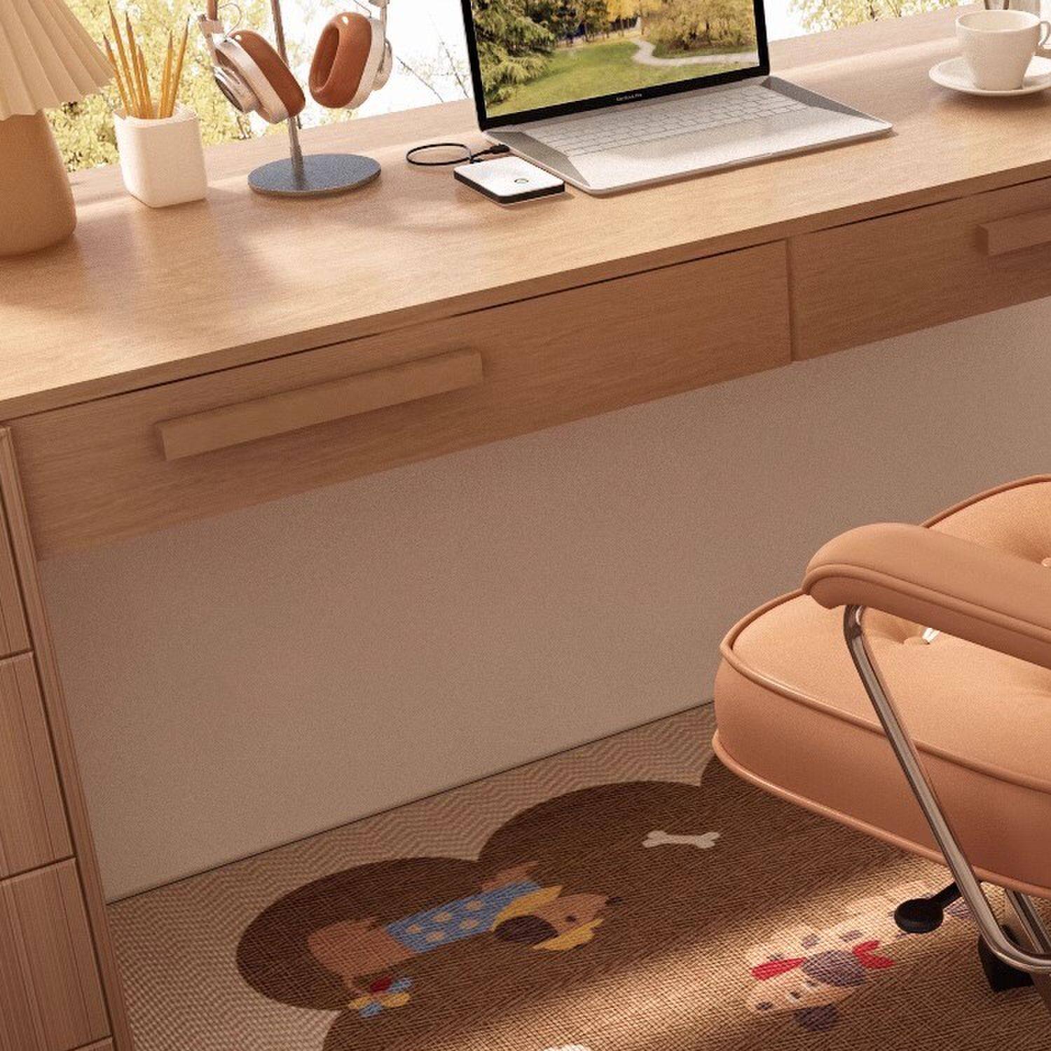 书房地毯仿剑麻电脑书桌学习椅子隔音地垫免洗可擦滑轮转椅垫脚垫