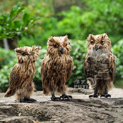 濮艺仿真羽毛鸟猫头鹰哈利波特雪鸮摆件万圣节道具影视工艺品模型