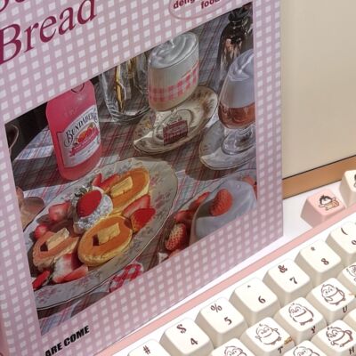 库洛洛 可爱侧刻企鹅粉色系 卷卷企鹅 MDA高度适配机械键盘键帽