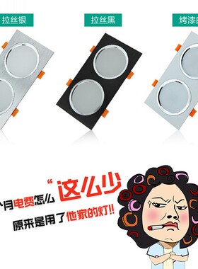 双头LED格栅射灯入嵌式商用家用服装店走廊24瓦开孔12x24cm天花灯