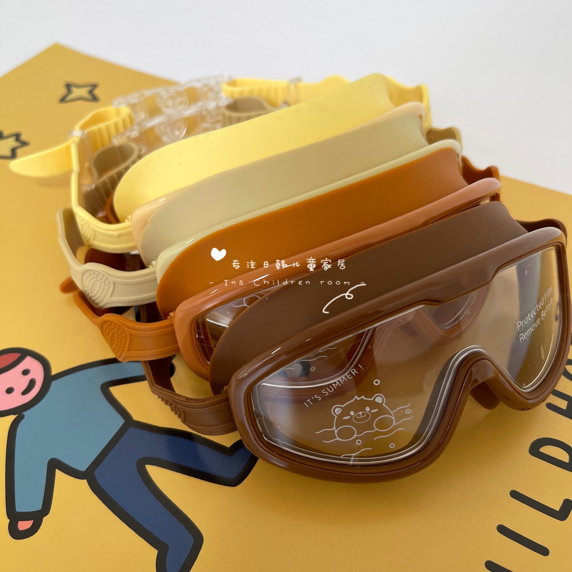 出口韩国儿童2-12岁高清防雾游泳镜潜水镜户外运动防风滑雪护目镜