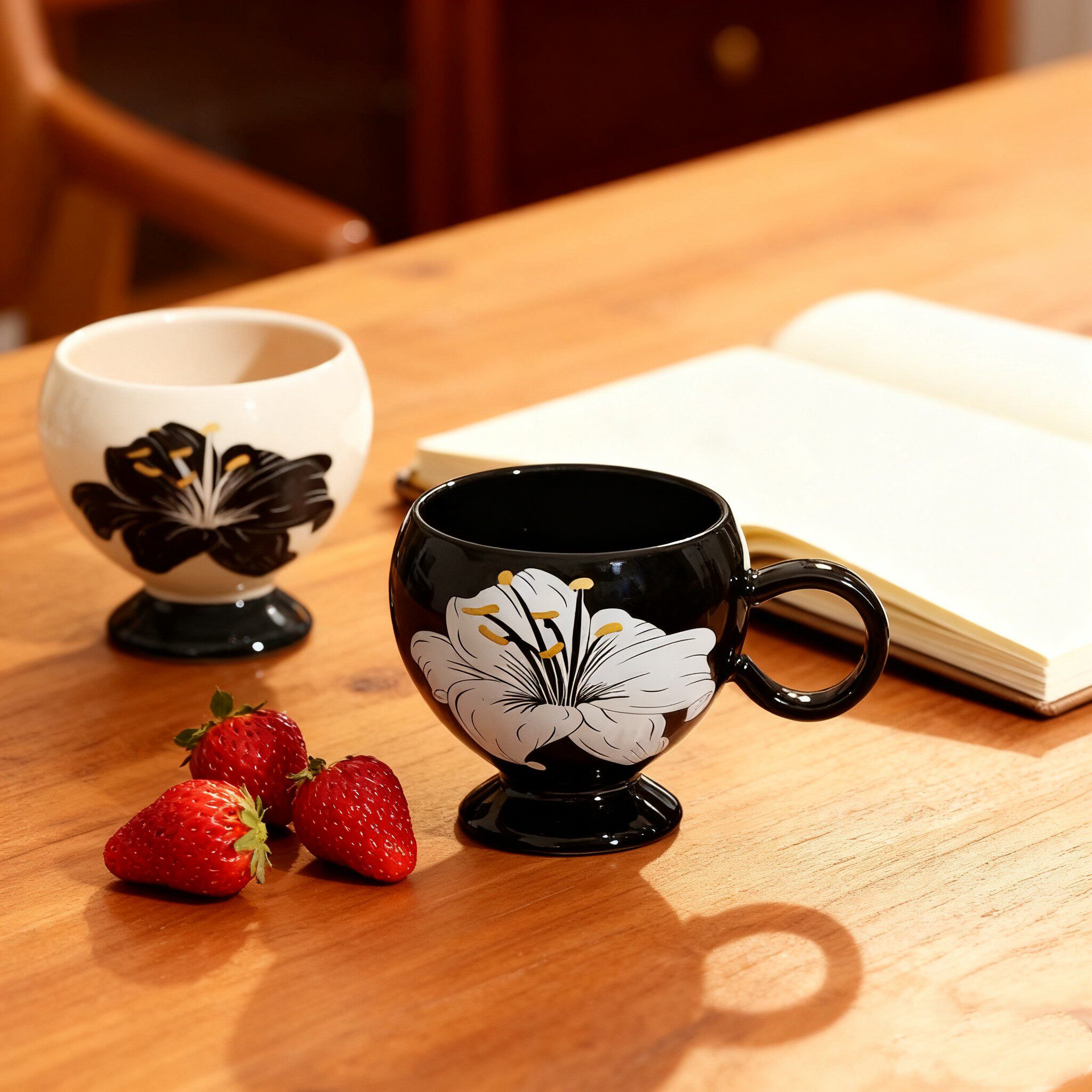 高颜值花卉陶瓷马克杯女生高级感精致咖啡杯轻奢水杯送闺蜜伴手礼