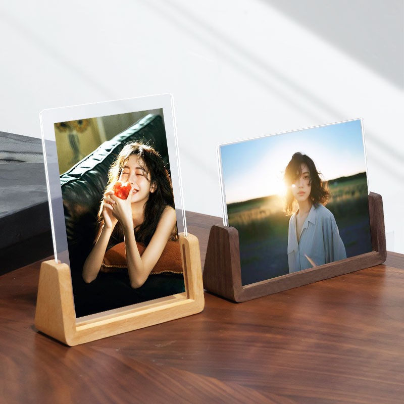 创意U型实木相框定制洗照片6寸8寸刻字logo小清新框架摆台高级感