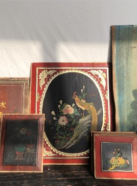 复古怀旧老木板画陈设装饰摆件挂画 复古风茶室民宿软装 拍照道具